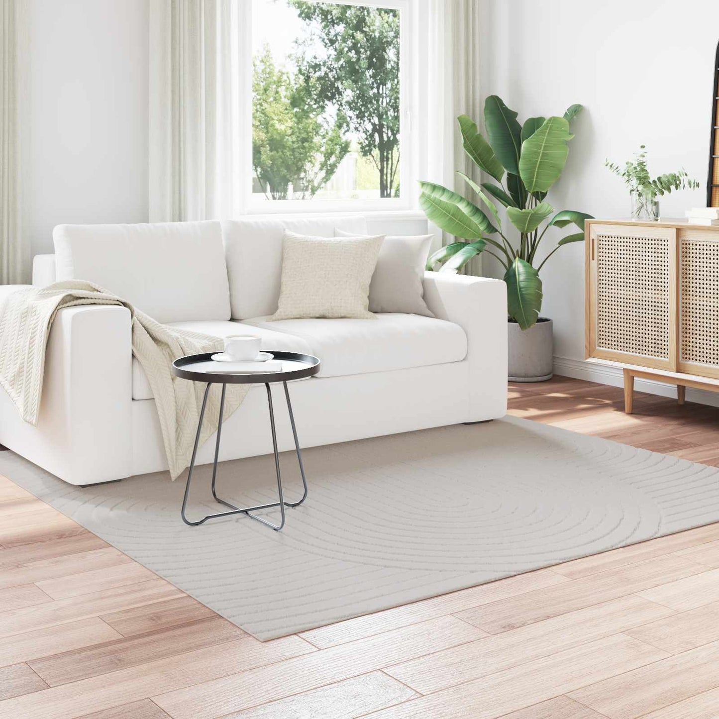 vidaXL Bereichsteppiche Quadratisch HUARTE Creme 200 x 200 cm