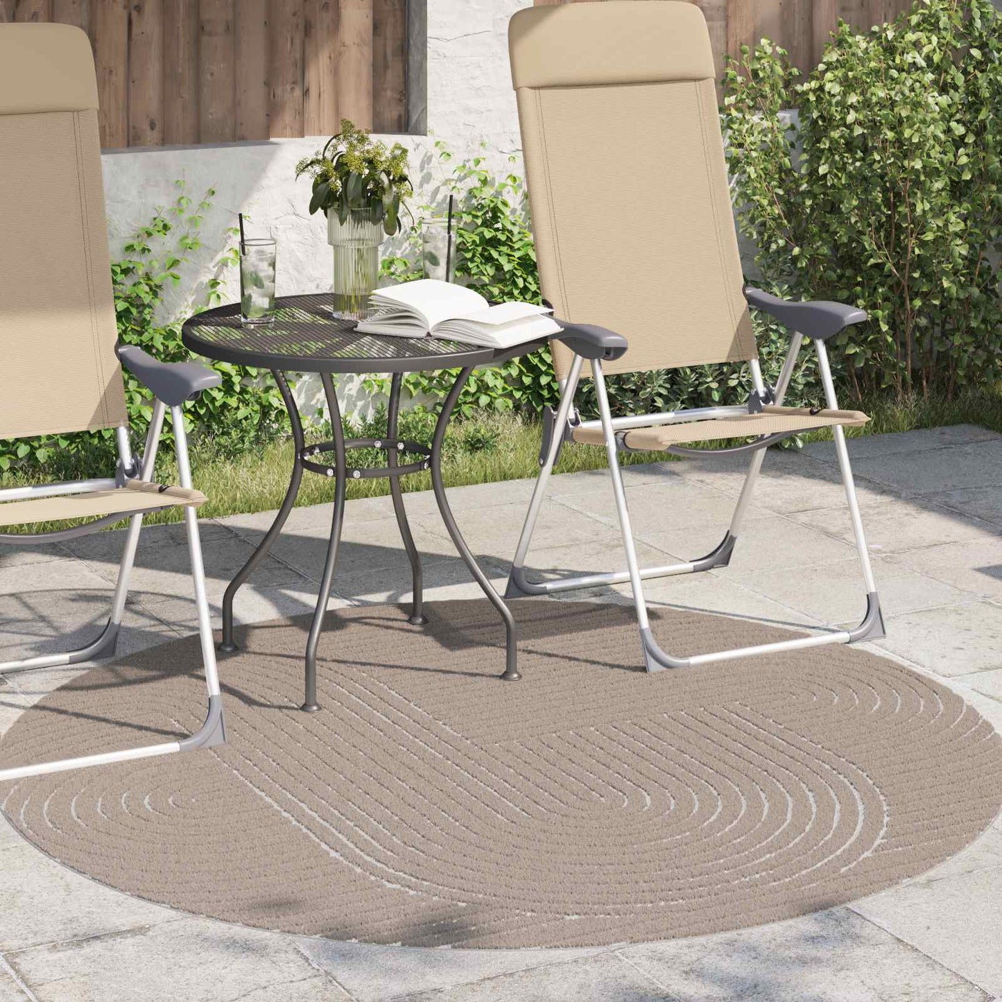 vidaXL Bereichsteppiche Rund HUARTE Beige Ø 200 CM Polyester