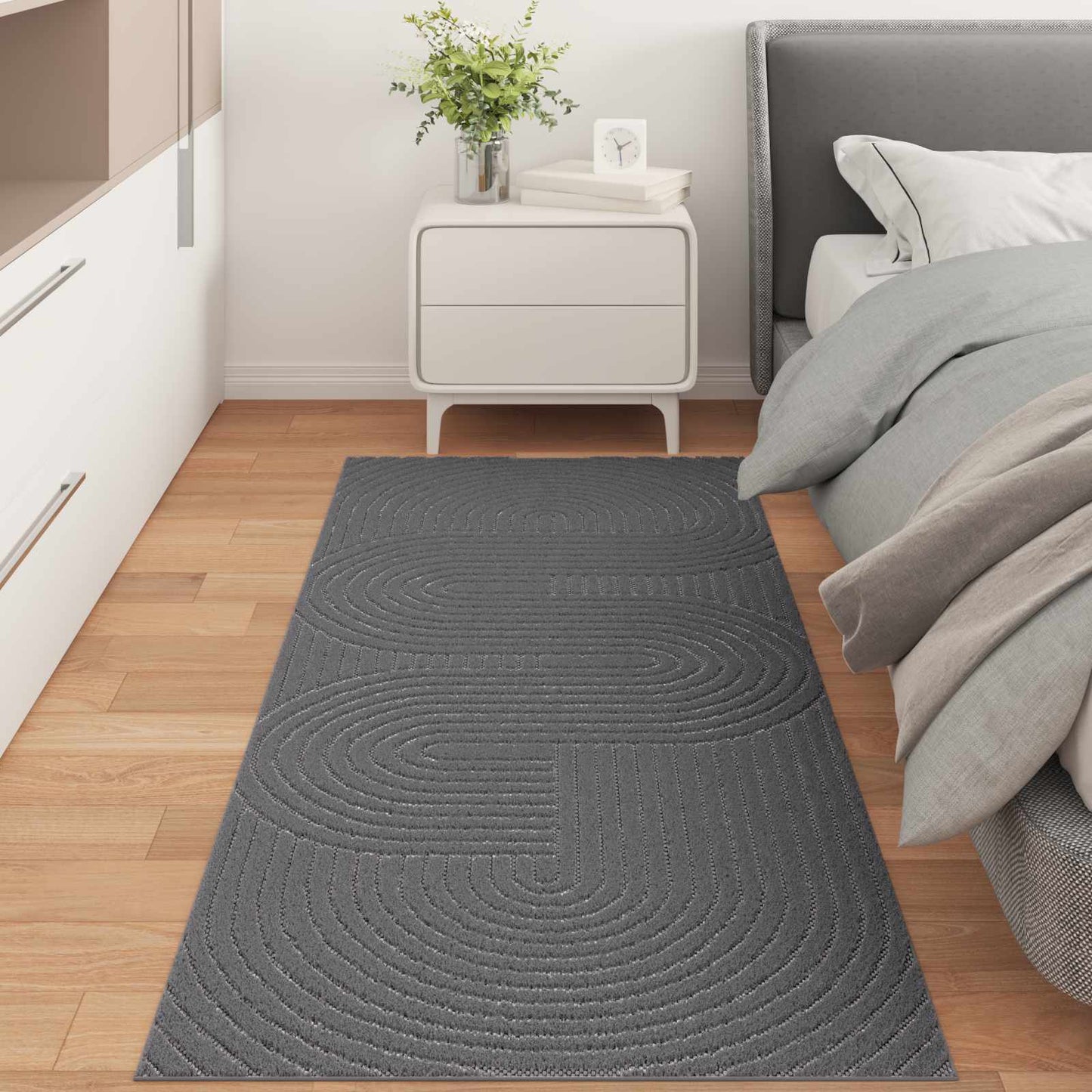 vidaXL Bereichsteppiche HUARTE Anthrazit 200 x 80 cm Polyester