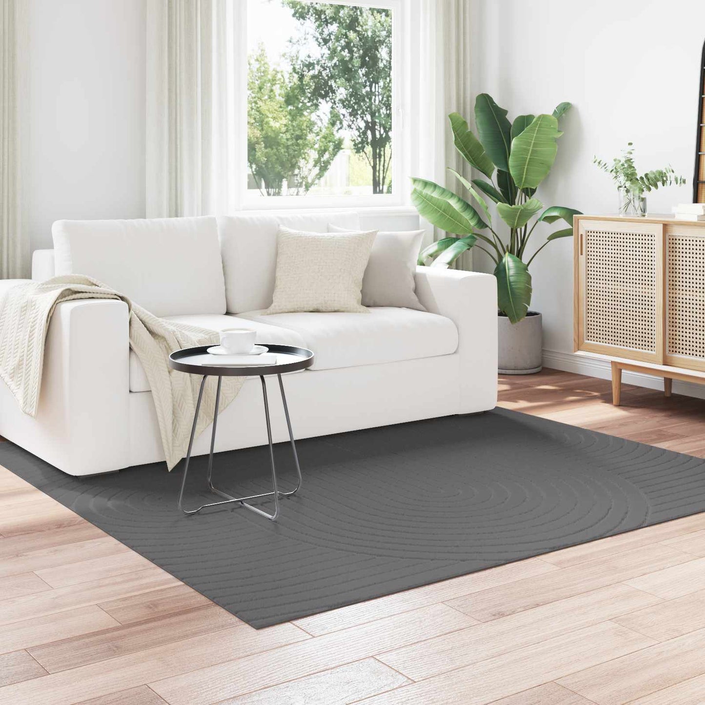 vidaXL Bereichsteppiche HUARTE Anthrazit 120 x 120 cm Polyester