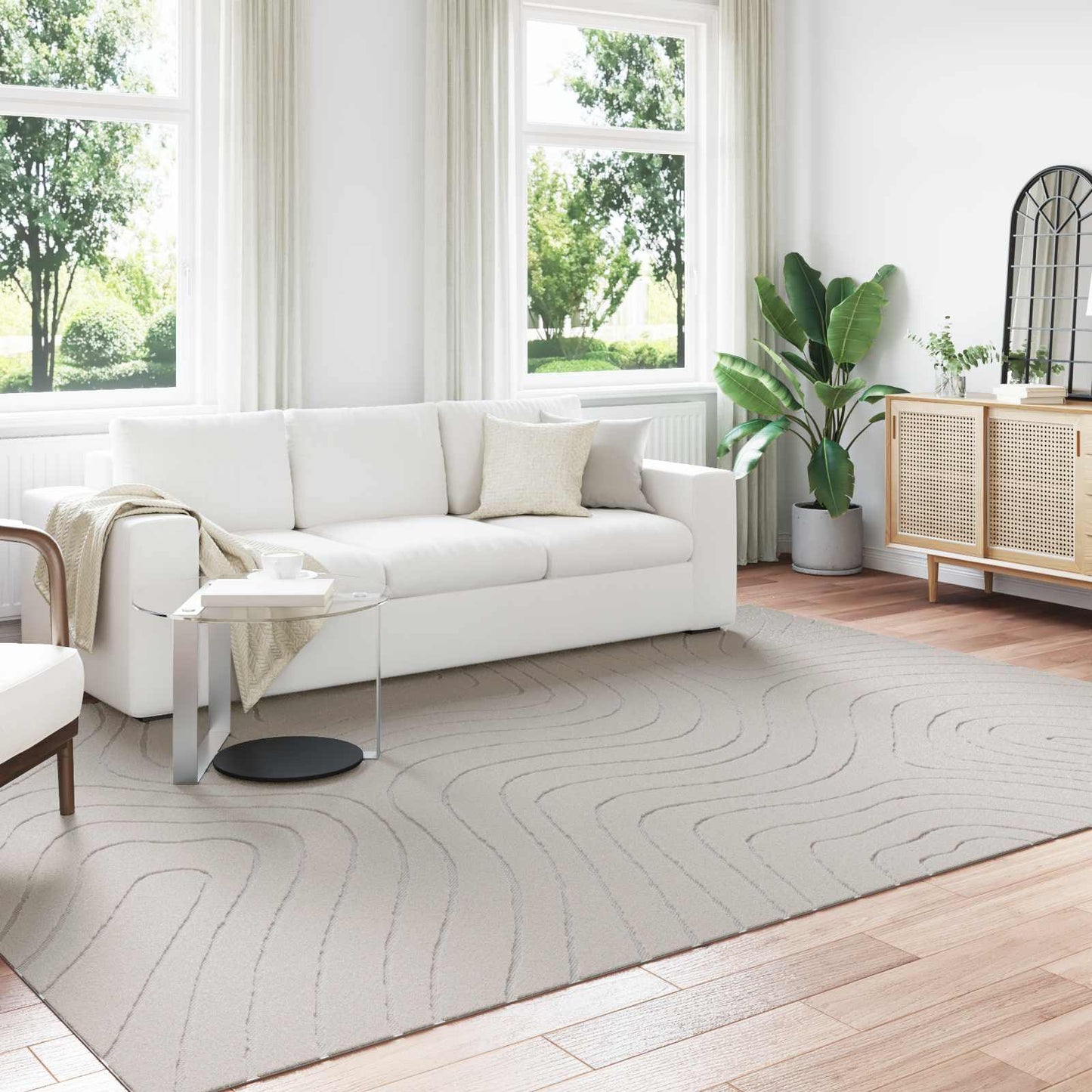 vidaXL Bereichsteppiche HUARTE Creme 340 x 240 cm Polyester