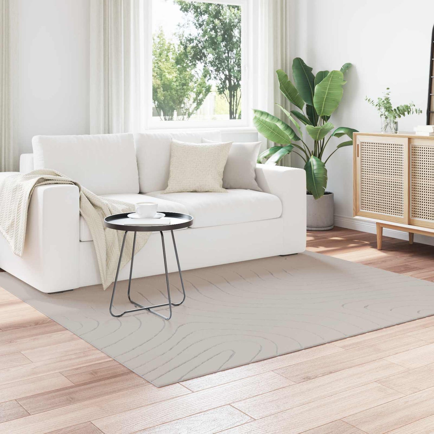 vidaXL Bereichsteppiche Quadratisch HUARTE Creme 120 x 120 cm