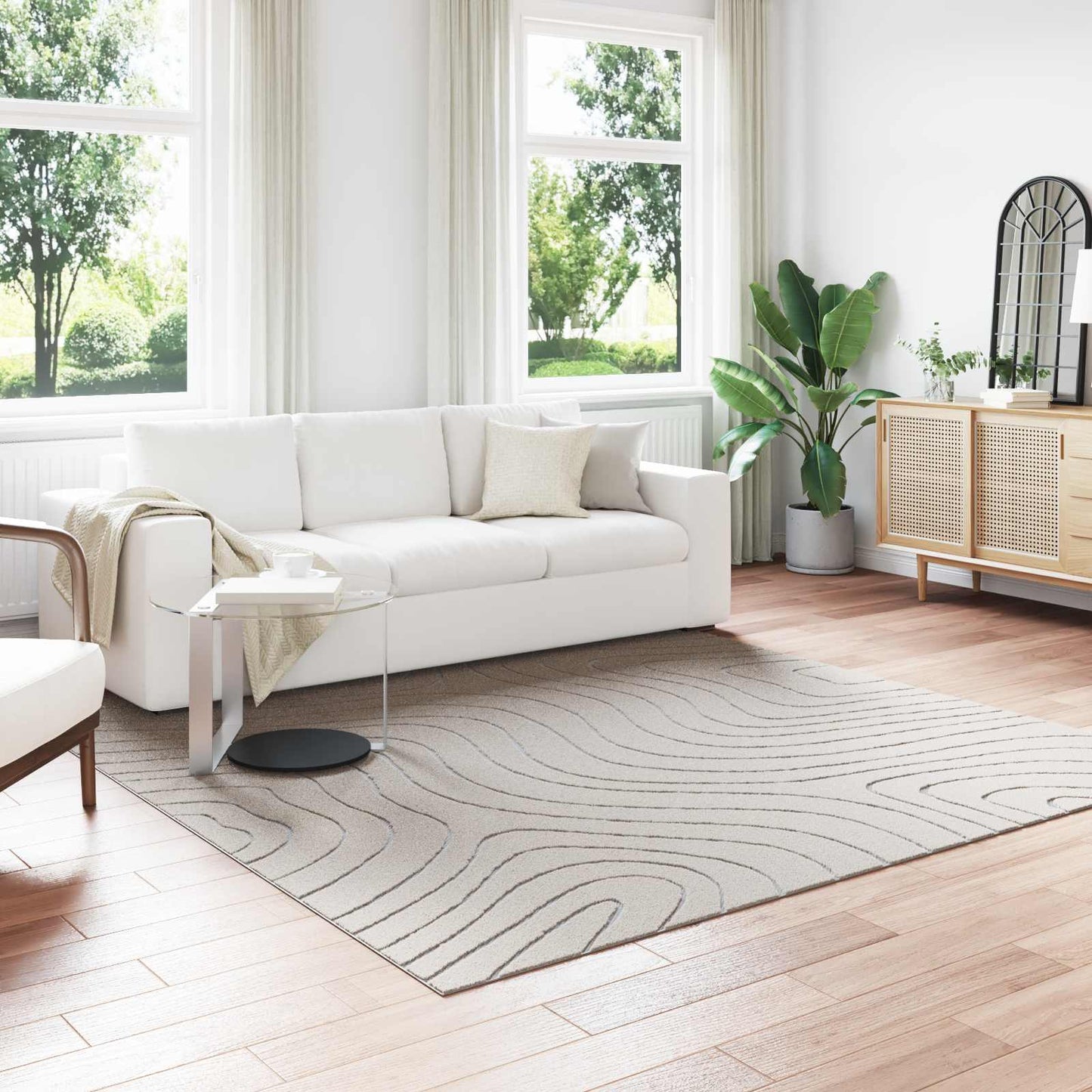 vidaXL Bereichsteppiche Quadratisch HUARTE Creme 240 x 240 cm