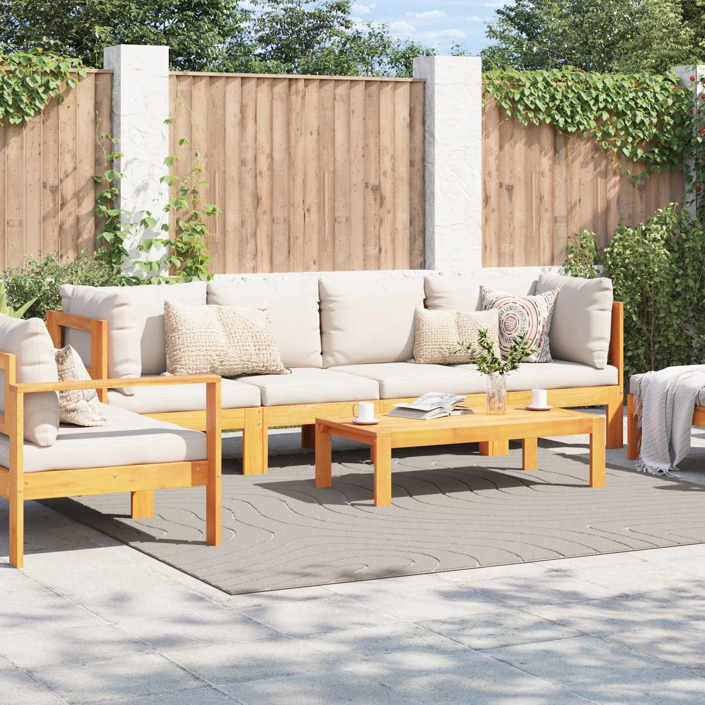 vidaXL Bereichsteppiche Quadratisch HUARTE Creme 240 x 240 cm