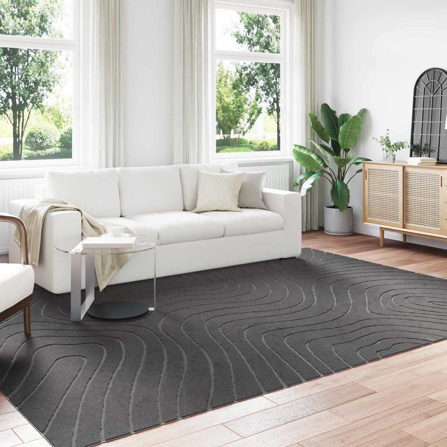 vidaXL Bereichsteppiche HUARTE Anthrazit 340 x 240 cm Polyester