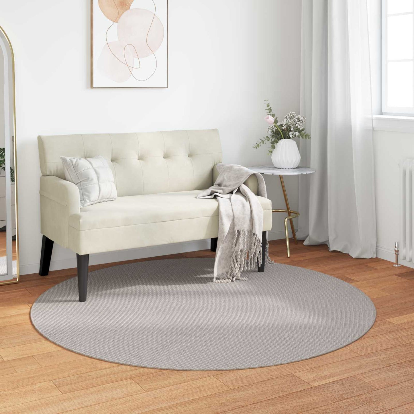 vidaXL Bereichsteppiche Rund HUARTE Creme Ø 200 CM Polyester