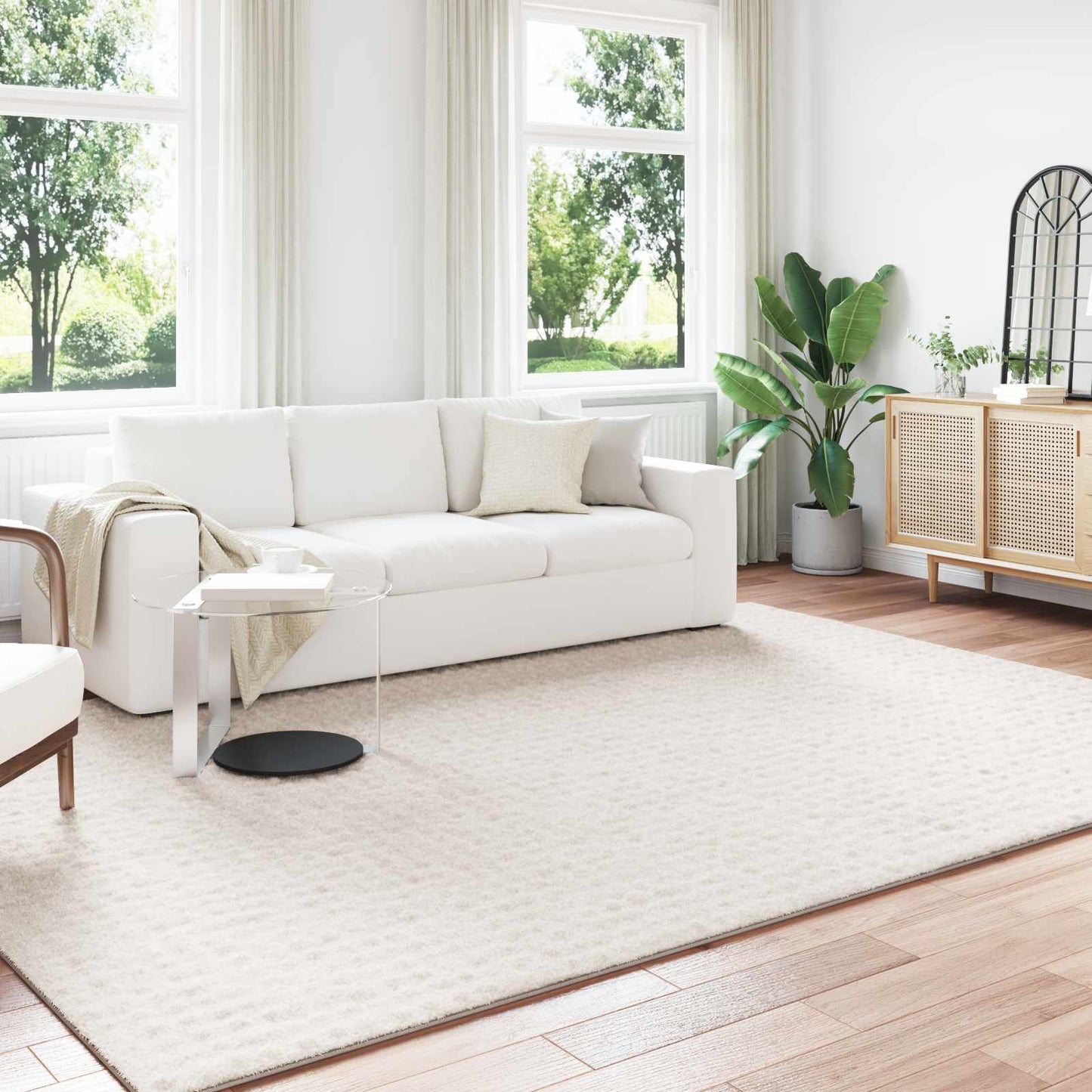 vidaXL Bereichsteppiche HUARTE Creme 280 x 200 cm Polyester