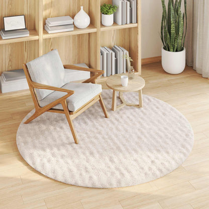 vidaXL Bereichsteppiche Rund HUARTE Beige Ø 200 CM Polyester