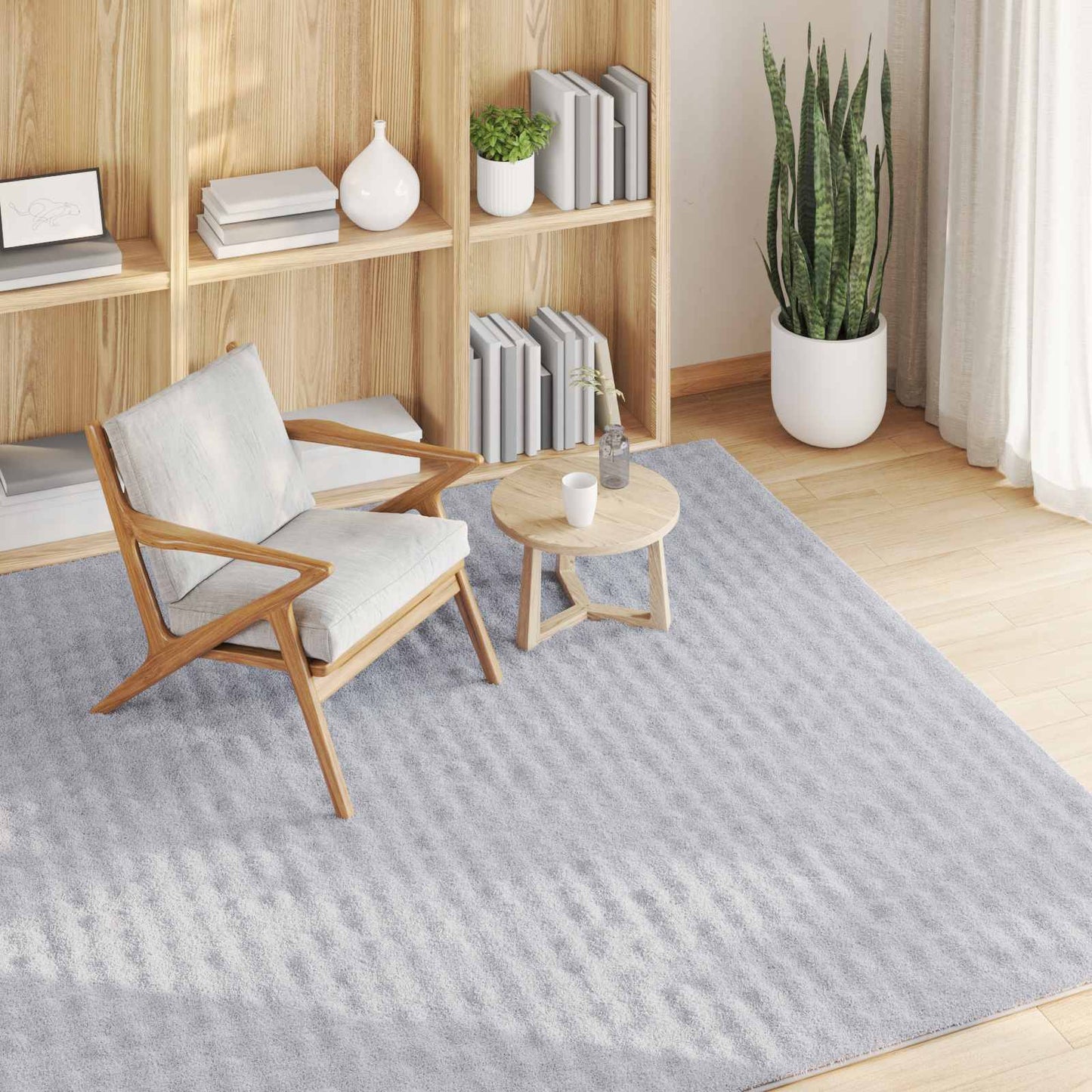 vidaXL Bereichsteppiche Quadratisch HUARTE Grau 120 x 120 cm Polyester