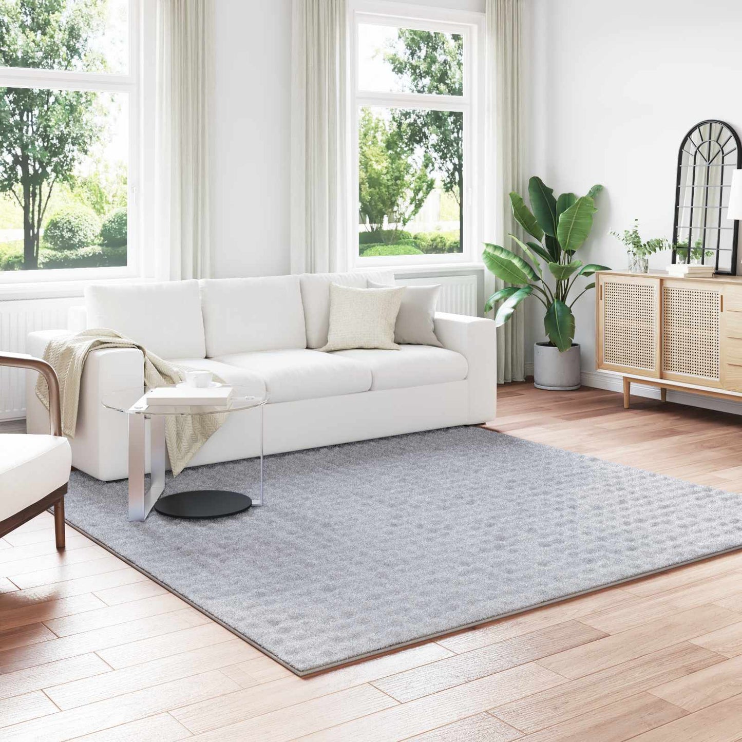 vidaXL Bereichsteppiche Quadratisch HUARTE Grau 240 x 240 cm Polyester