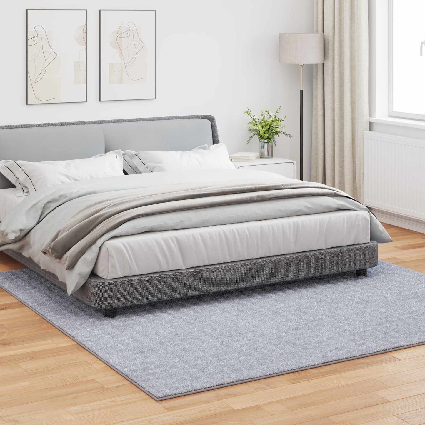 vidaXL Bereichsteppiche Quadratisch HUARTE Grau 240 x 240 cm Polyester
