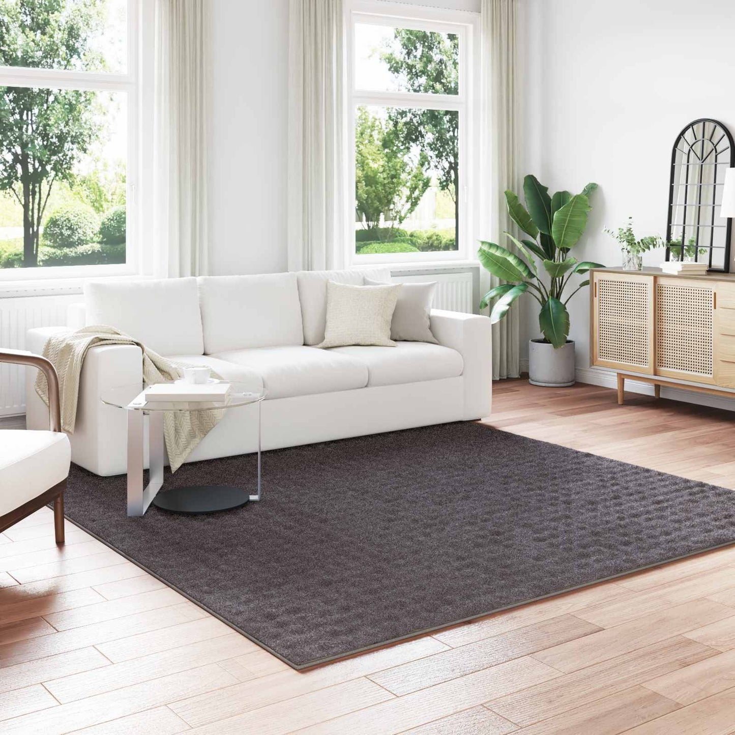 vidaXL Bereichsteppiche HUARTE Anthrazit 240 x 240 cm Polyester