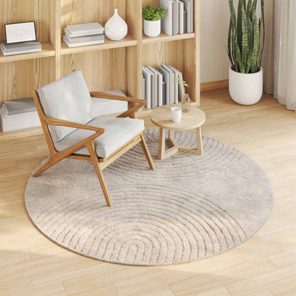 vidaXL Bereichsteppiche Rund HUARTE Beige Ø 200 CM Polyester