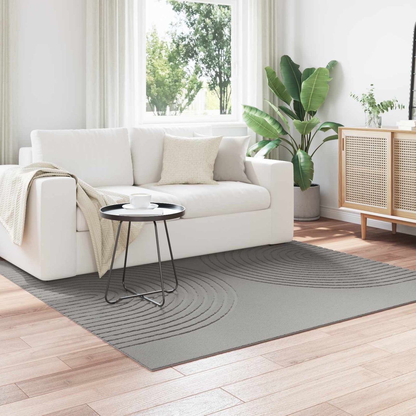 vidaXL Bereichsteppiche Quadratisch HUARTE Grau 120 x 120 cm Polyester