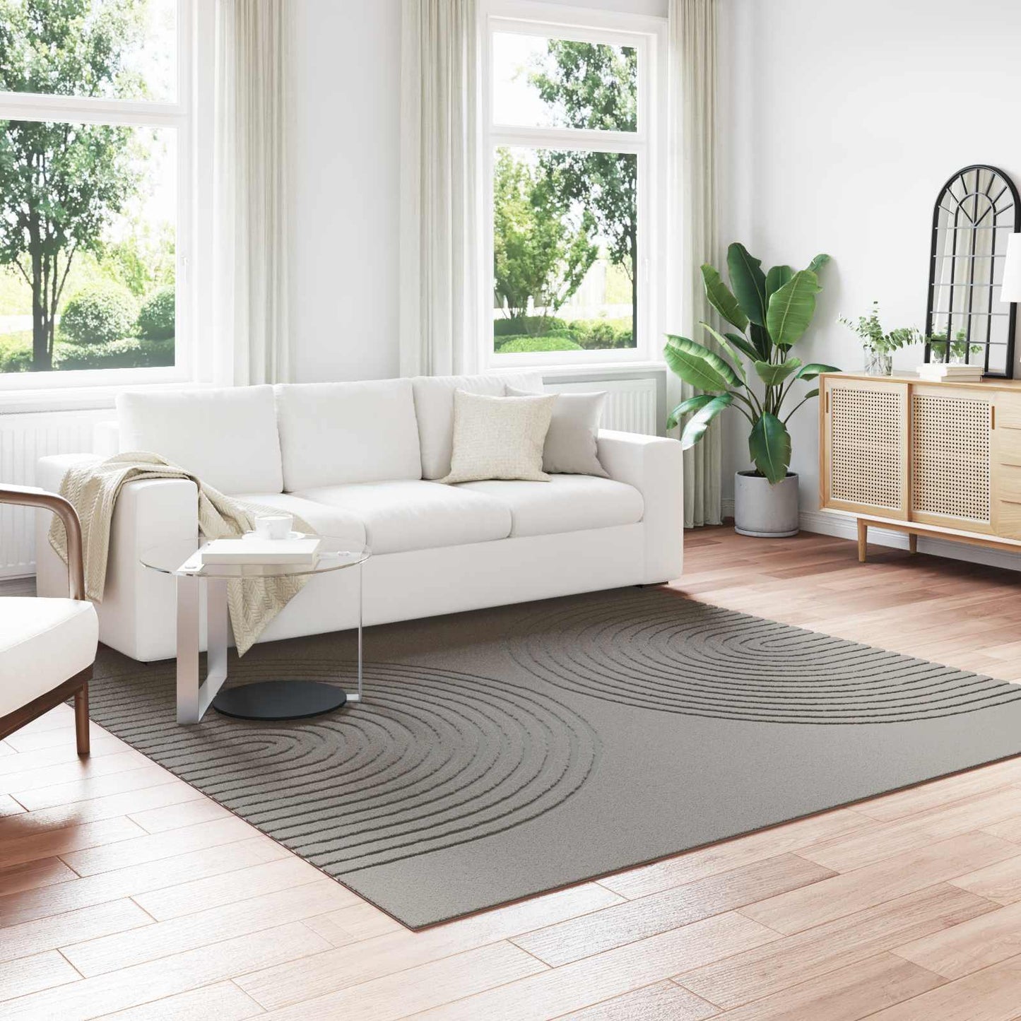 vidaXL Bereichsteppiche Quadratisch HUARTE Grau 240 x 240 cm Polyester