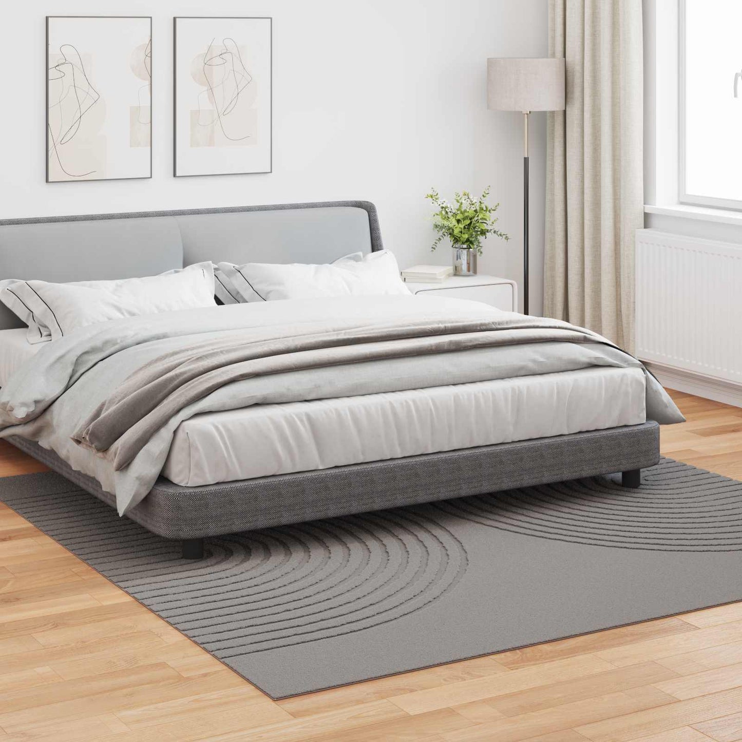 vidaXL Bereichsteppiche Quadratisch HUARTE Grau 240 x 240 cm Polyester