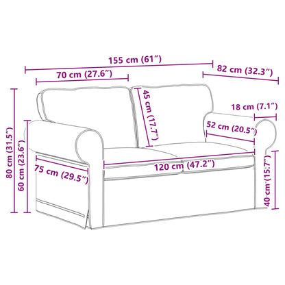 Sofa Set 2 pcs Hellgrau 155 x 82 x 80 cm Stoff