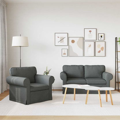 vidaXL Sofa 2 pcs Dunkelgrau 155 x 82 x 80 cm Stoff