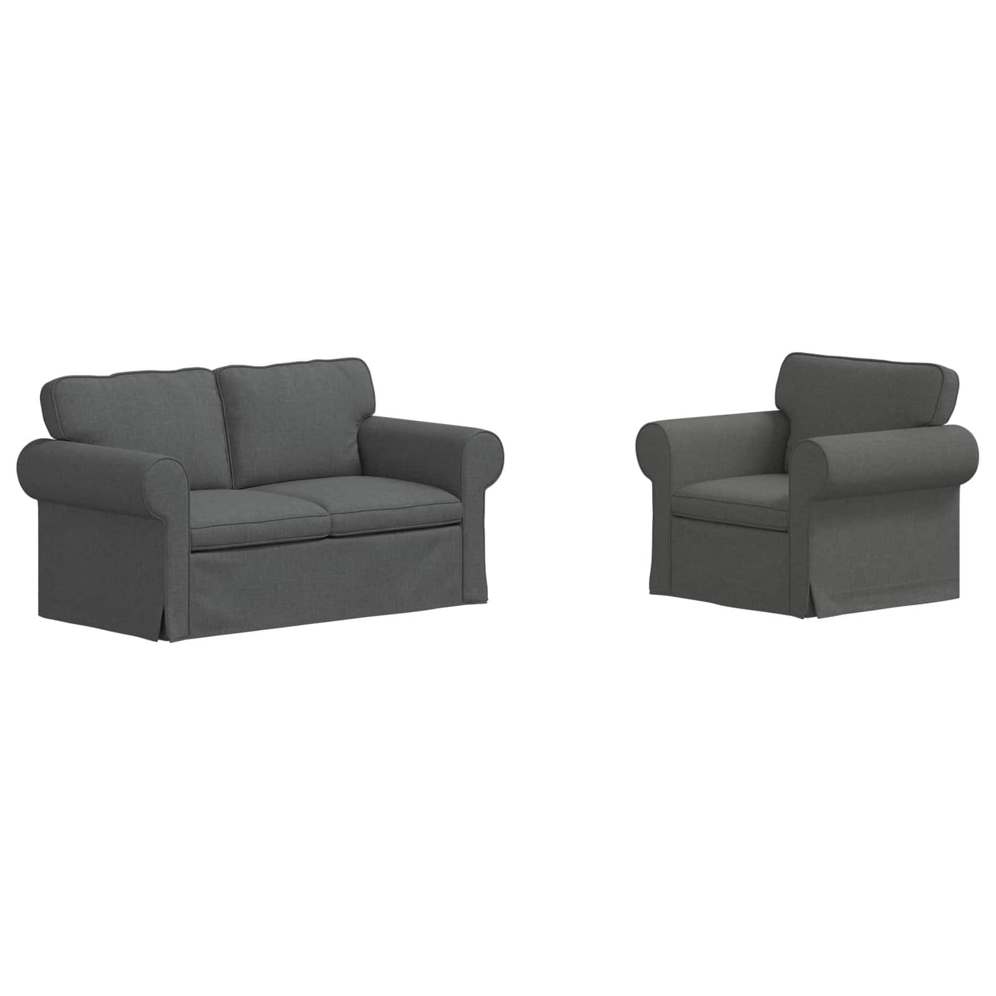 vidaXL Sofa 2 pcs Dunkelgrau 155 x 82 x 80 cm Stoff