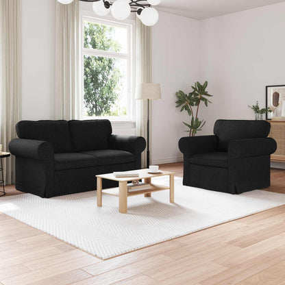 Sofa Set 2 pcs Schwarz 155 x 82 x 80 cm Stoff