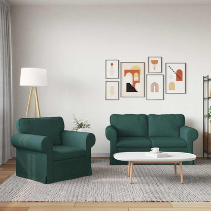 vidaXL Sofa 2 pcs Dunkelgrün 155 x 82 x 80 cm Stoff