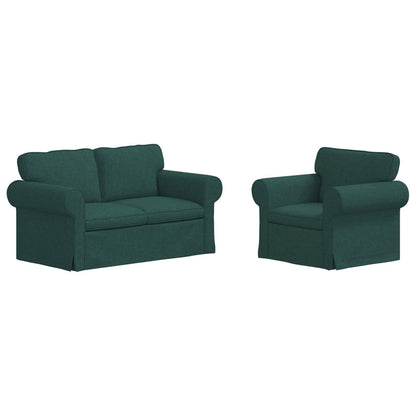 vidaXL Sofa 2 pcs Dunkelgrün 155 x 82 x 80 cm Stoff