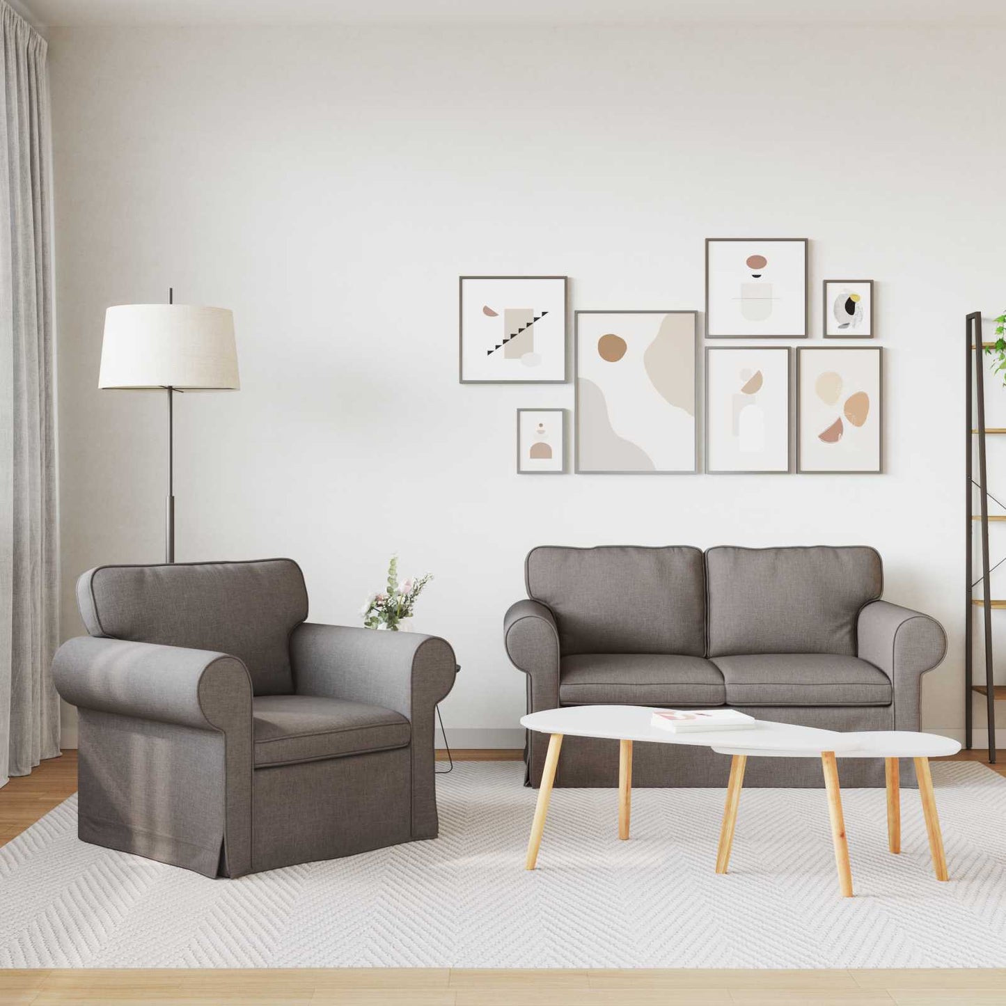 vidaXL Sofa 2 pcs Taupe 155 x 82 x 80 cm Stoff