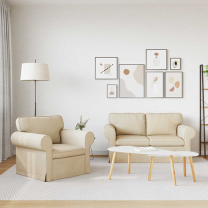 vidaXL Sofa 2 pcs Creme 155 x 82 x 80 cm Stoff
