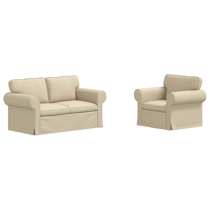vidaXL Sofa 2 pcs Creme 155 x 82 x 80 cm Stoff