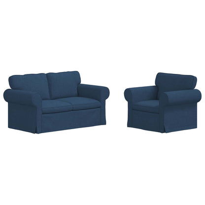 Sofa Set 2 pcs Blau 155 x 82 x 80 cm Stoff