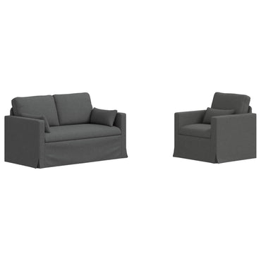 vidaXL Sofa 2 pcs Dunkelgrau 139 x 78 x 80 cm Stoff