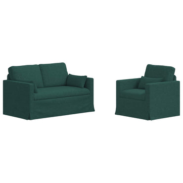vidaXL Sofa 2 pcs Dunkelgrün 139 x 78 x 80 cm Stoff