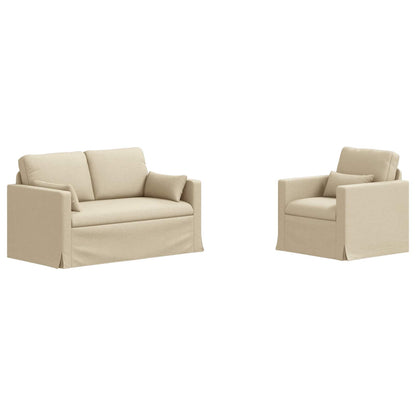 vidaXL Sofa 2 pcs Creme 139 x 78 x 80 cm Stoff