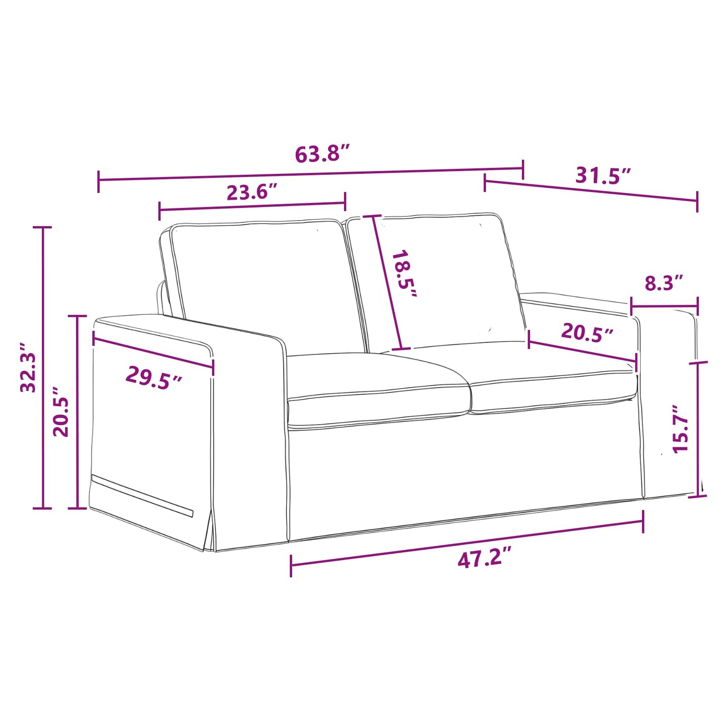 vidaXL Sofa 2 pcs Dunkelgrau 182 x 80 x 82 cm Stoff