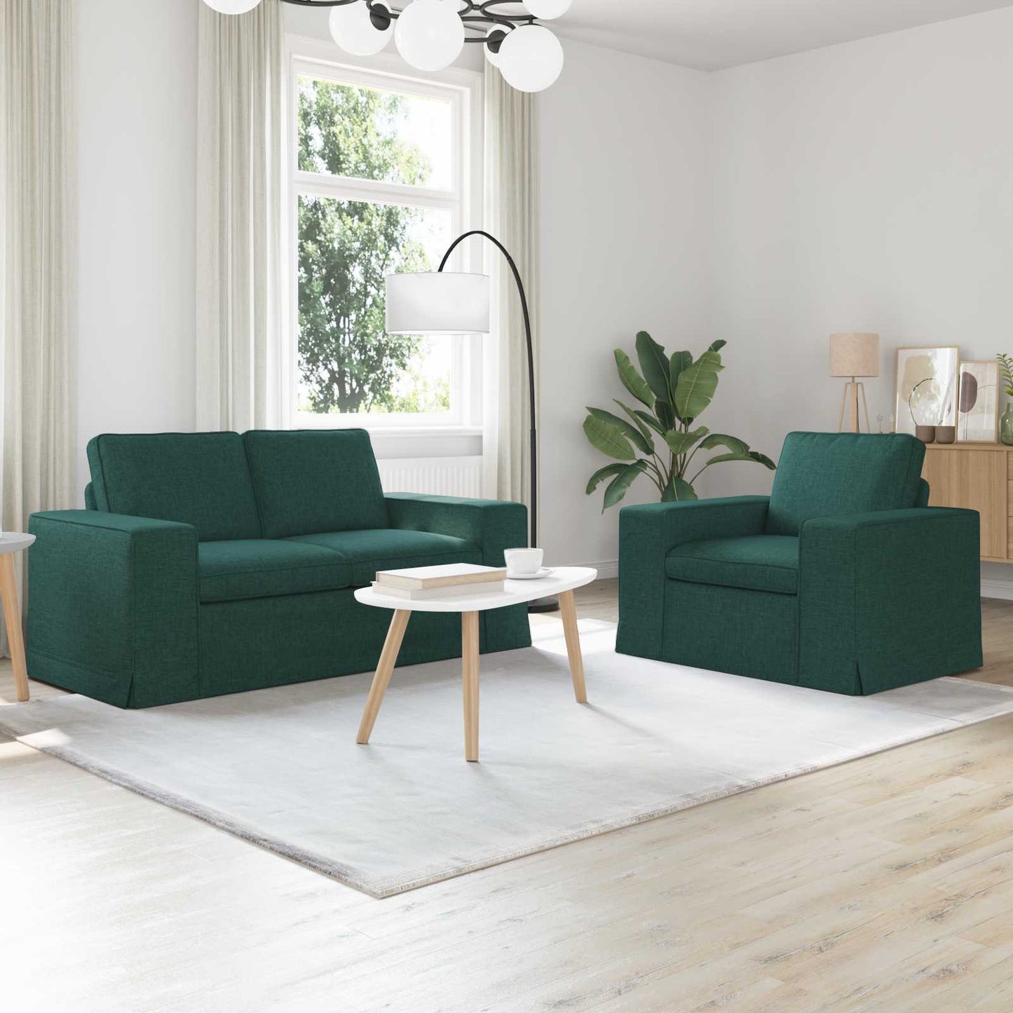 vidaXL Sofa 2 pcs Dunkelgrün 182 x 80 x 82 cm Stoff