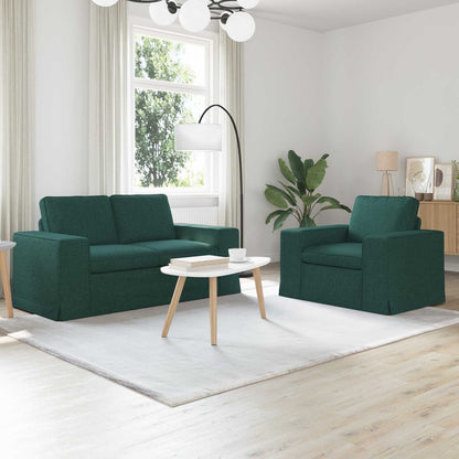 vidaXL Sofa 2 pcs Dunkelgrün 182 x 80 x 82 cm Stoff