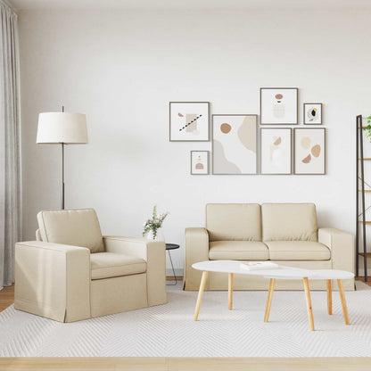 vidaXL Sofa 2 pcs Creme 182 x 80 x 82 cm Stoff