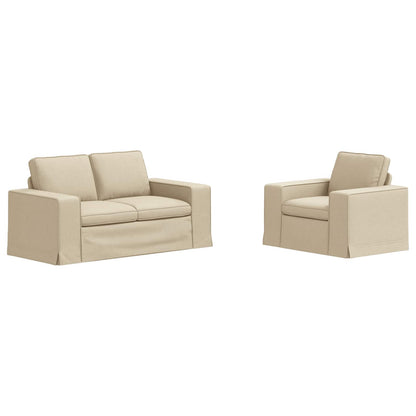vidaXL Sofa 2 pcs Creme 182 x 80 x 82 cm Stoff