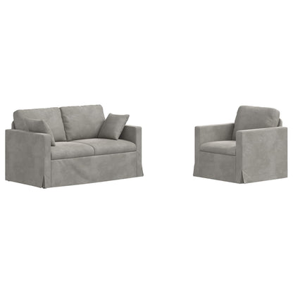 vidaXL Sofa 2 pcs Hellgrau 138 x 78 x 80 cm Samt