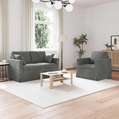 vidaXL Sofa 2 pcs Dunkelgrau 138 x 78 x 80 cm Samt