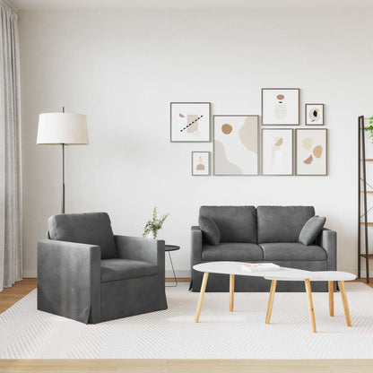 vidaXL Sofa 2 pcs Dunkelgrau 138 x 78 x 80 cm Samt