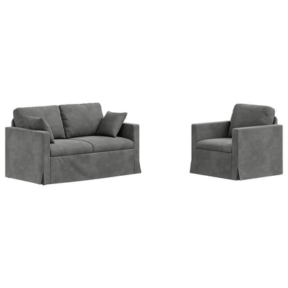 vidaXL Sofa 2 pcs Dunkelgrau 138 x 78 x 80 cm Samt