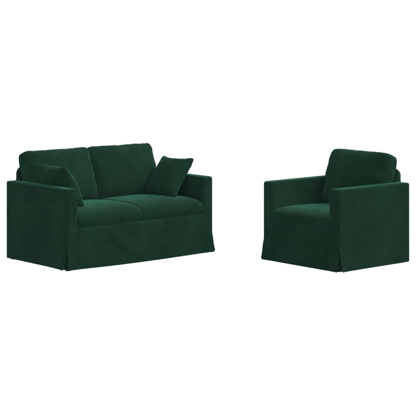 vidaXL Sofa 2 pcs Dunkelgrün 138 x 78 x 80 cm Samt