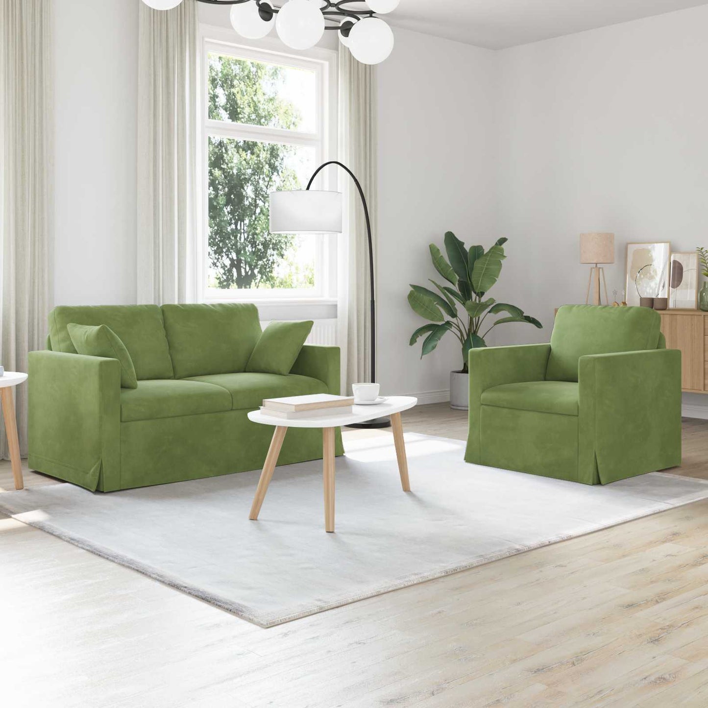 vidaXL Sofa 2 pcs Hellgrün 138 x 78 x 80 cm Samt