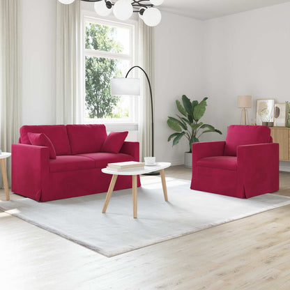vidaXL Sofa 2 pcs Weinrot 138 x 78 x 80 cm Samt