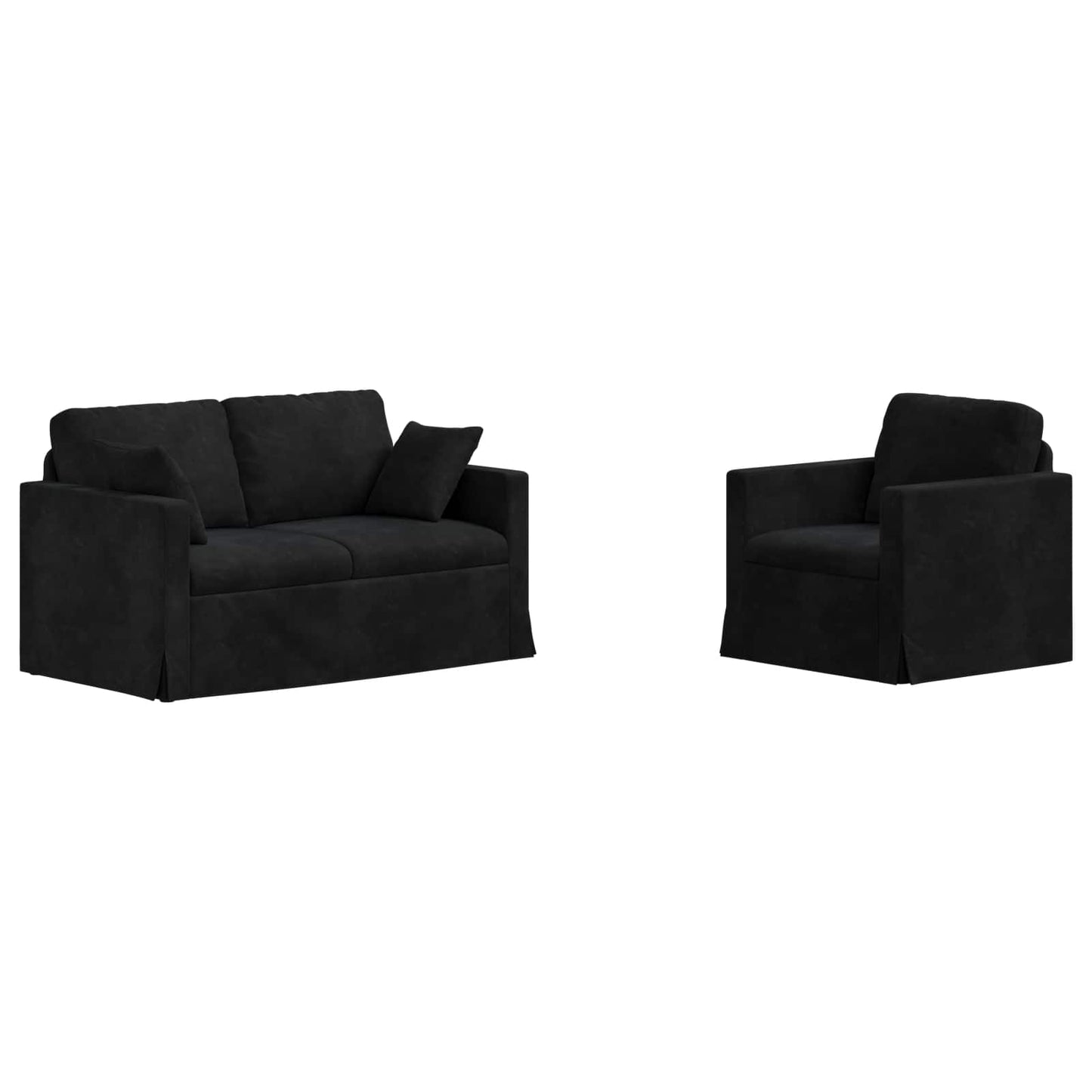 Sofa Set 2 pcs Schwarz 138 x 78 x 80 cm Samt