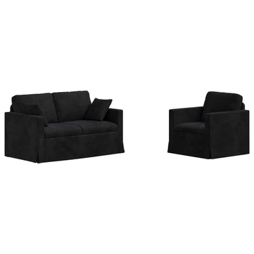 vidaXL Sofa 2 pcs Schwarz 138 x 78 x 80 cm Samt