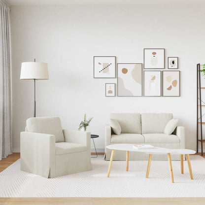 vidaXL Sofa 2 pcs Creme 138 x 78 x 80 cm Samt