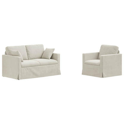 vidaXL Sofa 2 pcs Creme 138 x 78 x 80 cm Samt