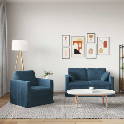 vidaXL Sofa 2 pcs Blau 138 x 78 x 80 cm Samt